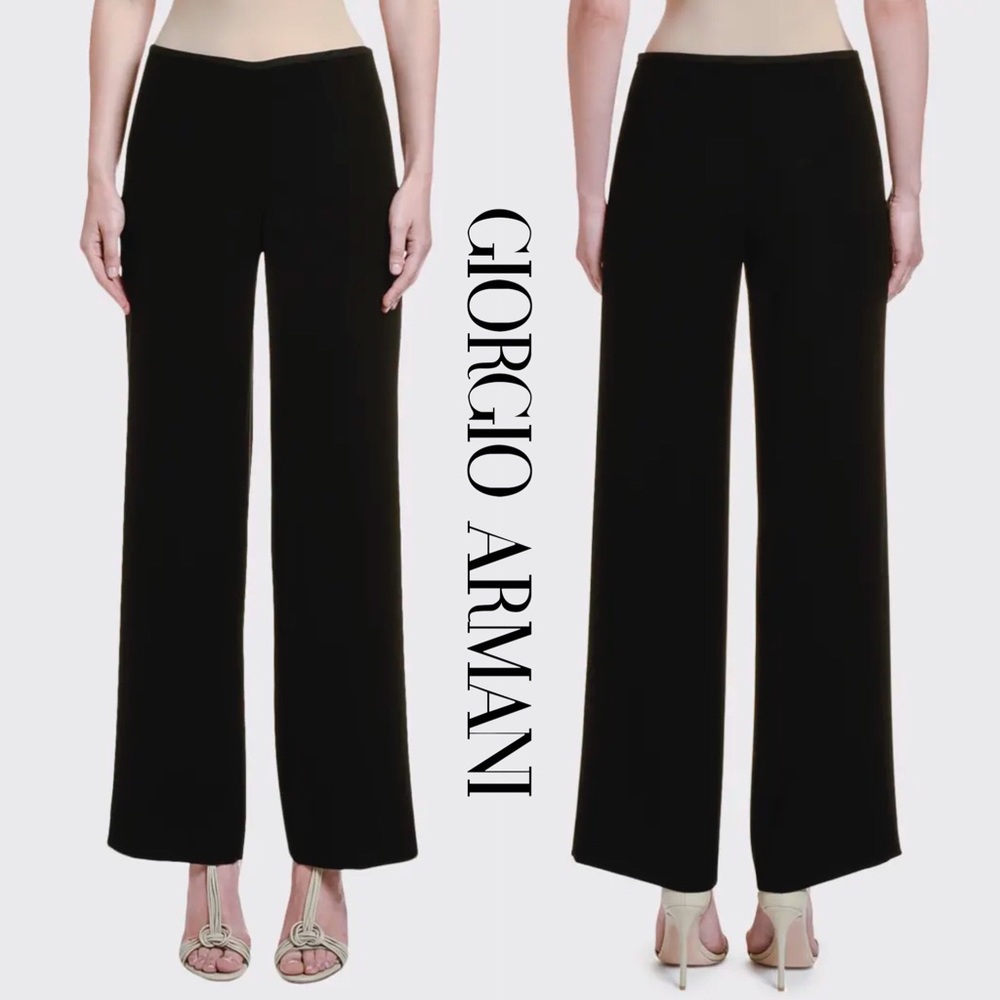 Giorgio Armani Silk Borgo 21 Side Zip Flat Front Wide Leg Pant Size 42 (US 6)